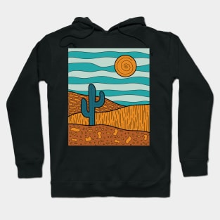 Abstract desert landscape illustration - Blue Hoodie